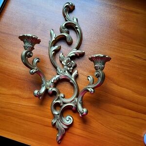 Syroco gold colored wall sconce taper candle holder